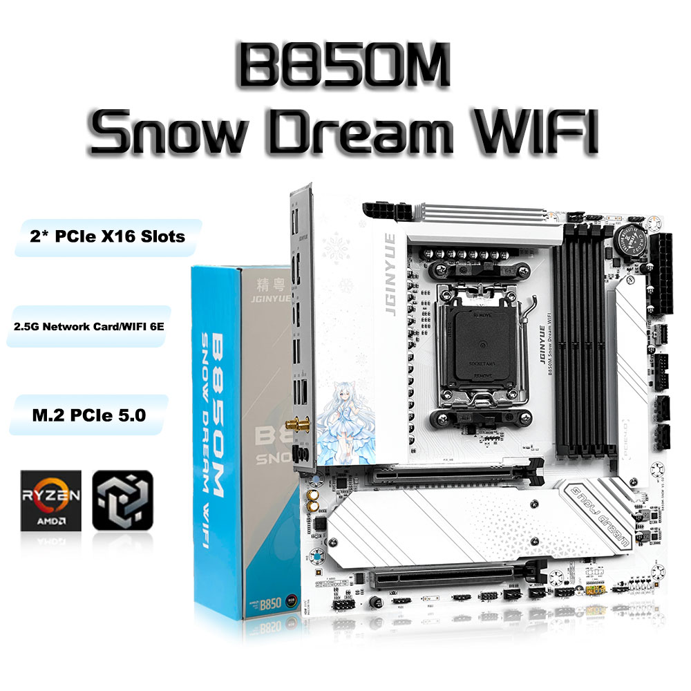 Am5 Micro Atx Pcie 5.0 Motherboard - JGINYUE B850M Snow Dream WIFI Gaming-Motherboard